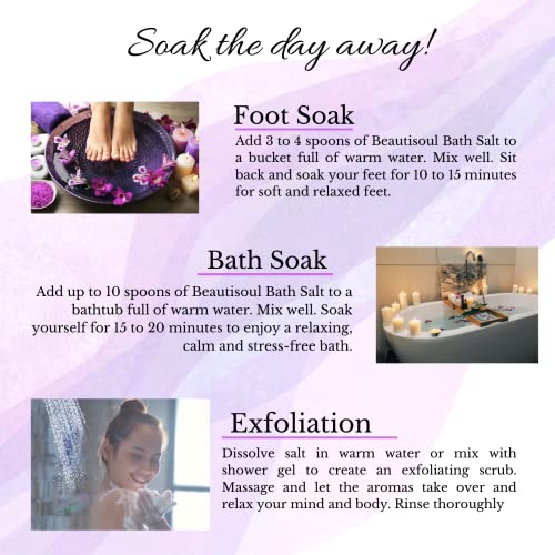 Beautisoul Lavender Bath Salt and Foot Soak | Epsom Salt for Foot Spa, Relaxing & Muscle Pain | Bath soak and Foot Soak for Relaxation and Stress Relief | Valentines Gift for... - Image 4