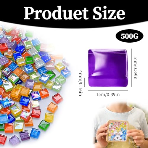 Quadratische Mosaiksteine 500g Mosaikstein Bunte Mosaikstein zum Basteln 1 x 1 cm Diy Basteln Handwerk Deko Mosaik Steine Bunt Glas Mosaiksteine für Heimdekoration Garten Blumentöpfe Fotorahmen