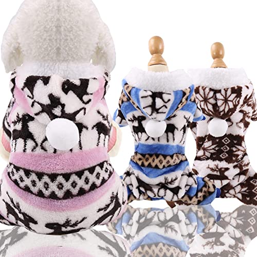 UKKO Dog clothes Dog Clothes Pajamas Fleece Jumpsuit Winter Dog Clothes Four-Legged Warm Pet Clothing-Rose Red,Xs - Afbeelding 4