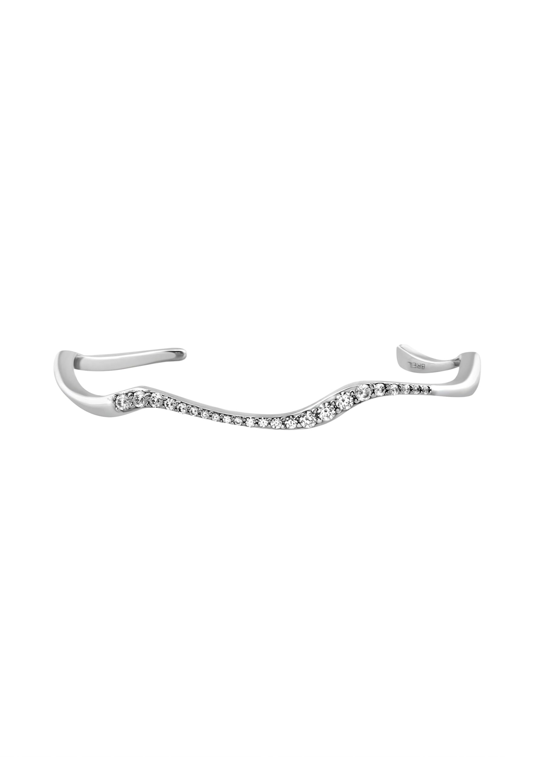 Breil, Collezione Zig Zag, Bracciale Donna, Bangle Rigido in Acciaio Lucido Silver, con Pavé di Cubic Zirconia Bianchi, Forma Fluida e Sinuosa, Dimensioni 56x46 mm, Circonferenza Interna 15,5 cm