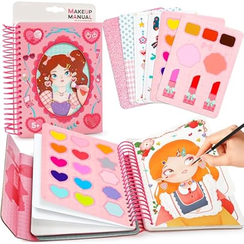 ROOCHKD Arts & Crafts Makeup Toy, Watercolor Painting Coloring Book Class Travel Activity Art Party Favors Birthday/Thank You/Exchange Gifts for Kids 3+, Gifts for New Year Valentine's Cover