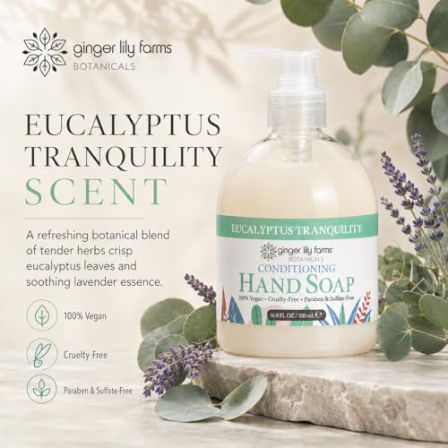 Image of Ginger Lily Farms Botanicals Conditioning Liquid Hand Soap Refill, 100% Vegan & Cruelty-Free, Eucalyptus Tranquility, 16.9 Fl Oz
