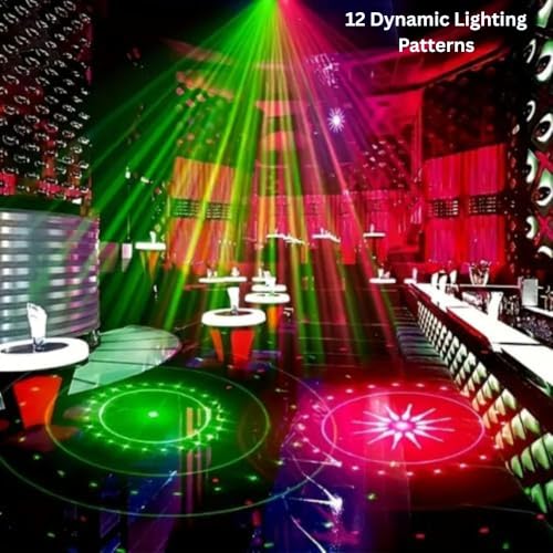 Image of Mini RGB Laser Party Light Projector | 12 Dynamic Lighting Patterns | Sound-Activated DJ & Stage Light for Home, Weddings, Birthdays & Clubs (12 DOTT & Patern Mix Design- (Black))
