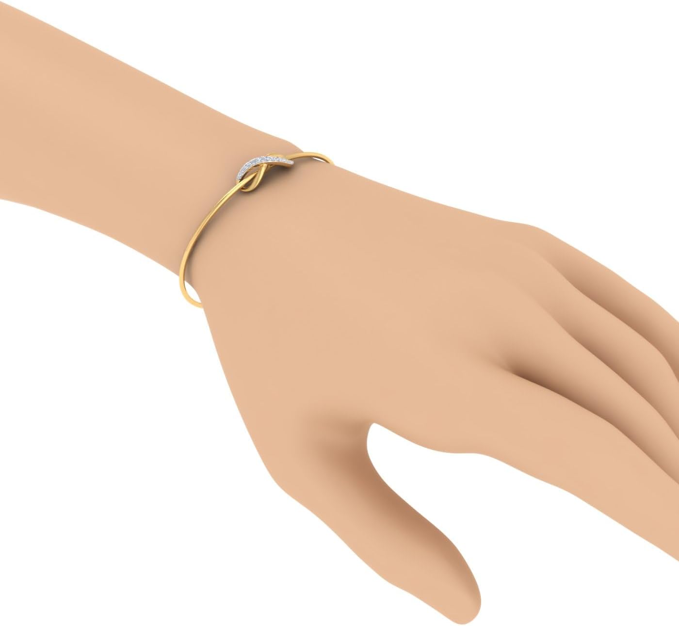 0.15 Carat Natural Diamond Infinity Sign Bangle Bracelet for Women in 14K Gold (7.5 Inch)
