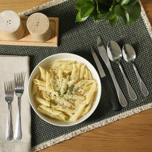 Image of Gibson Home Trillium Plus 24-Piece Stainless Steel Flatware Utensil Set with Steak Knives - Silverware Service for 4 with Teardrop Handle Design