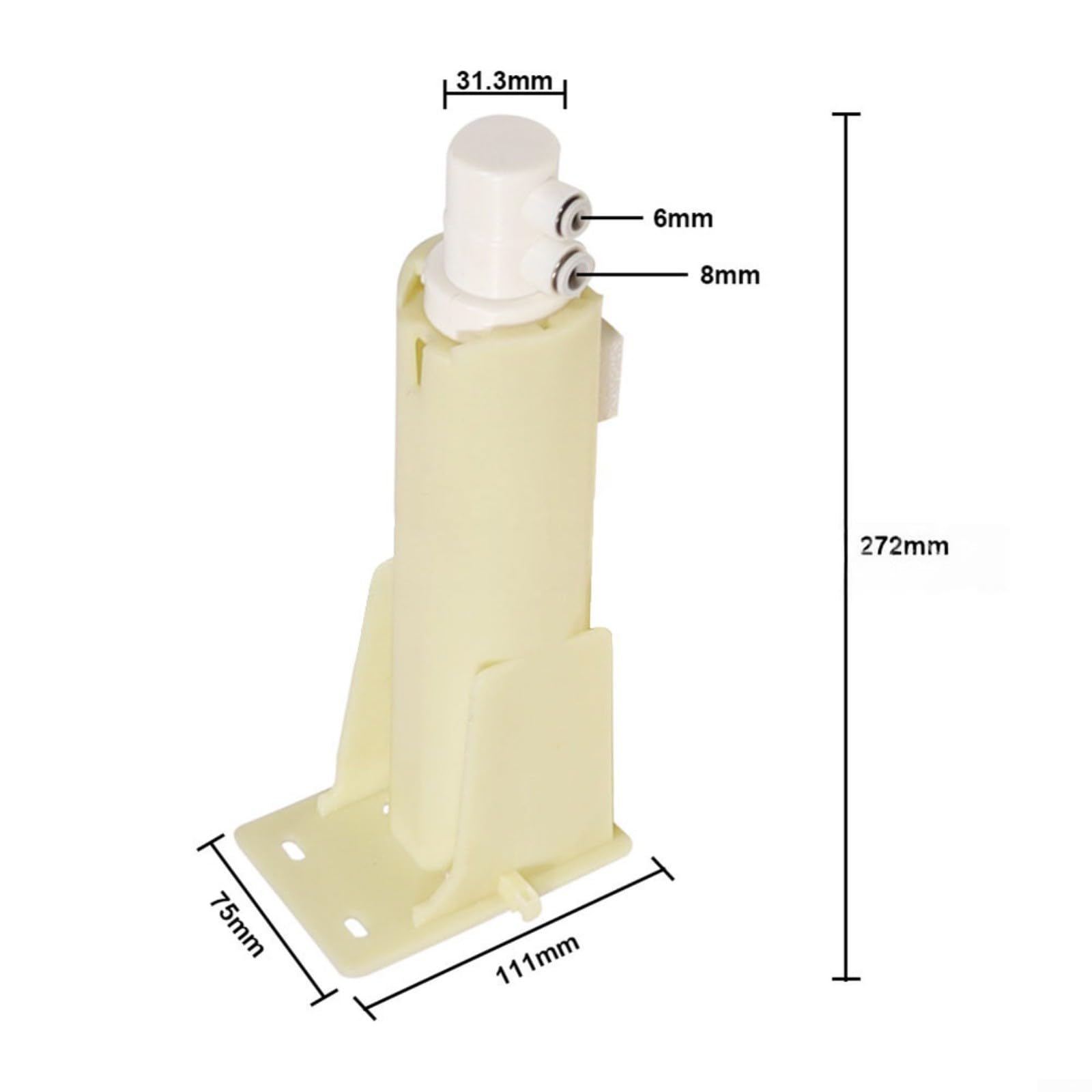 Boîtier de filtre à eau de rechange pour réfrigérateur WP2186443 451472, boîtier ABS beige, avec raccords à enfoncer 6,35 mm et 0,6 cm