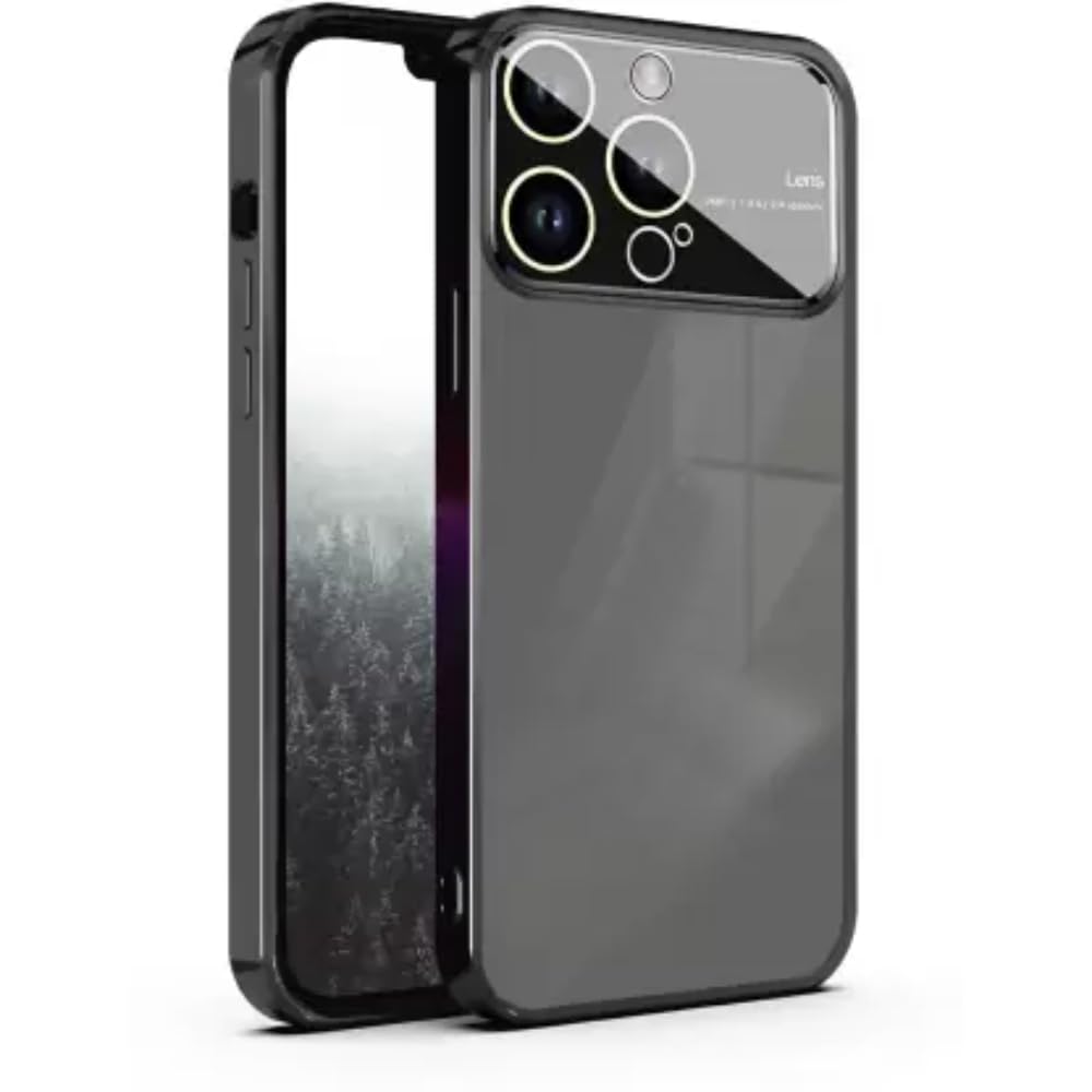Wraklin Colored Frame Back Cover for Apple iPhone 12 Pro Transparent Large Window Camera Protection Soft Case Compatible with Apple iPhone 12 Pro (Silicone, Black)