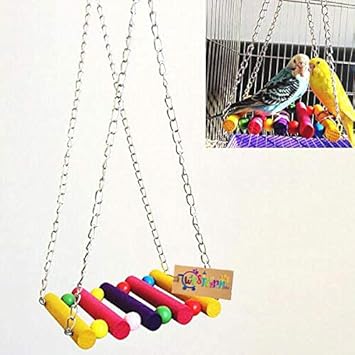 Western Era Playful Natural Wood Bead Chain Swing Toy for Birds