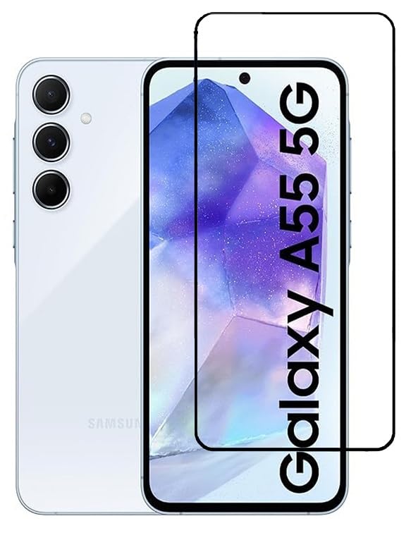 Image of FabeKee Tempered Glass Screen Protector Compatible For Black Cellphone With Edge To Edge Coverage And Easy Installation Kit (Transparent, Samsung A55 5G)