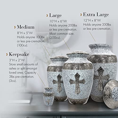 Image of White Love of Christ Cremation Urn for Ashes for Women - Personalized Cremation Urns for Human Ashes Adult Female Decorative Urns - Beautifully Handcrafted Cross Urn