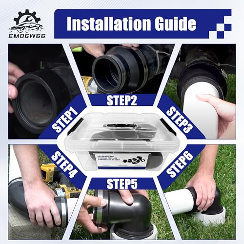 Image of RV and Camper Sewer Waste Plumbing Connection Kit for 3 inch PVC Pipe with Sewer Hose Fittings and Adapter
