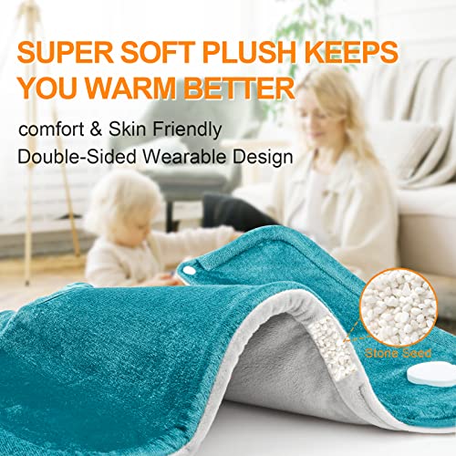 Image of Heating Pad for Neck and Shoulders, 2lb Weighted Neck Heating Pad for Back Pain Relief 6 Heat Settings, 4 Auto-Off Timer, Gifts for Women Men Mom for Christmas, Birthday, Mother's Day,17 inchx23 inch Sky Blue