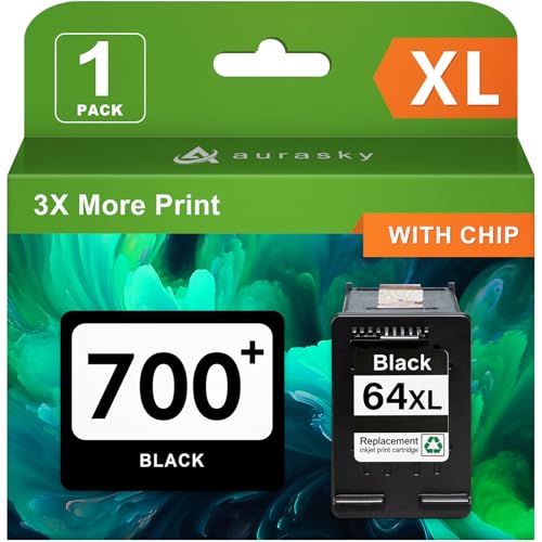 Image of 64XL Black High Yield Ink Cartridges for 64XL Replacement Compatible for HP Envy Photo 7800 7855 7858 7155 7120 7158 7100 7164 6200 6252 6255 Tango X Terra Printer (1 Black)