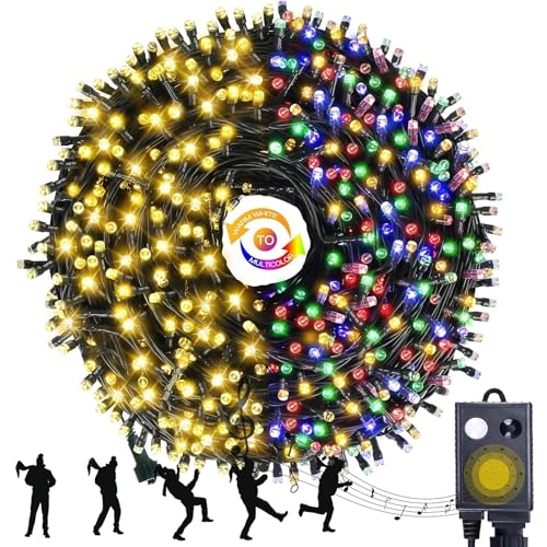 Dreicht Music Motion Sensor Color Changing Christmas String Lights, 110FT 400 LED Warm White...