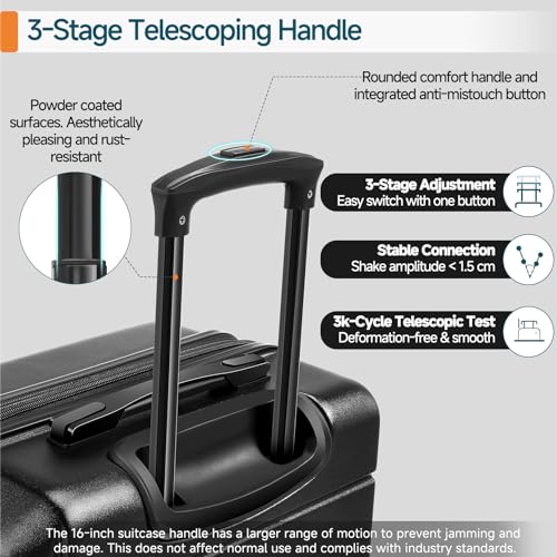 Image of Hoteel Luggage Sets 3 Piece, 4-Yr Warranty, PC+ABS Hard Shell Expandable Suitcases with Wheels, TSA Aproved Lock and Carry on Bags, Travel Suit Case Set for Men and Women, (3-Piece, Black)