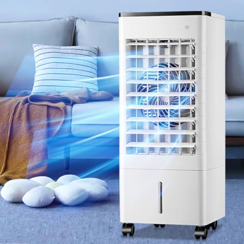 Climatizador Evaporativo Bajo Consumo 9L 3 en 1Aire Acondicionado Portátil Pantalla LED Control Remoto Temporizador 90°Oscilación 3 Velocidades Enfriador de Aire Portátil para Habitación Oficina