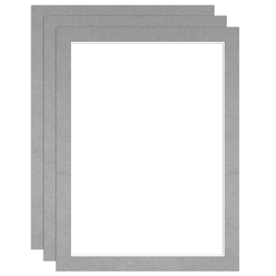 Procut Global 8x6" Silver Picture Mounts to Fit 7x5" Aperture - Precision Cut Cardboard Photo Mount - Ideal for Frames, Prints, Artwork & Certificates - Sizes & Colours Available - 3 Pack — image 1