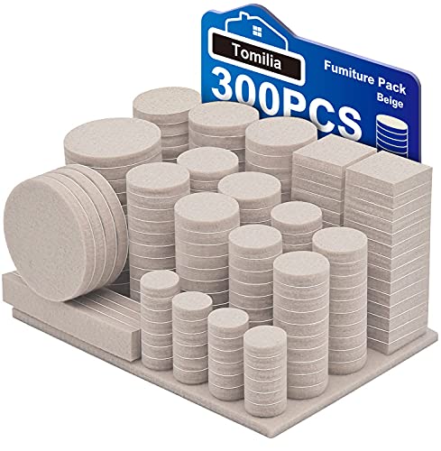 Furniture Pads Felt Furniture Pads,Floor Protectors for Furniture,Various Sizes Self Adhesive Chair Leg Pads 300 Pcs Cuttable Felt Chair Pads, Your Best Wood Floor Protectors,Beige