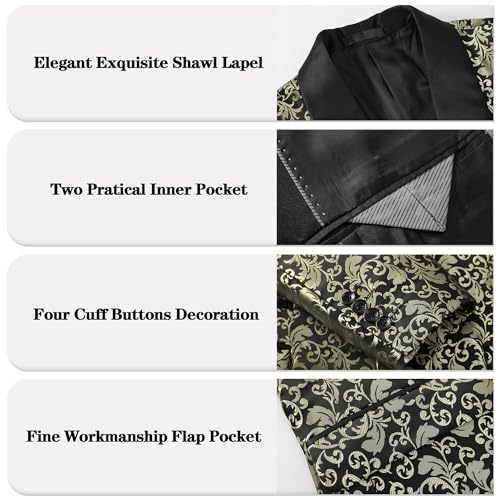 Men's Slim Fit 2 Pieces Tuxedo Shawl Lapel Suits Paisley Jacket Pants Set for Wedding Prom Dinner Party3