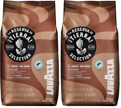 Image of Lavazza Tierra Selection | Whole Roasted Bean Espresso| Traditional Drum Roasting| 1Kg Pack (Pack of 2)