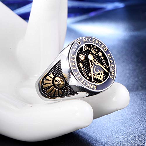 Ancient Free Accepted Scottish Rite Masonic Ring for Men, Titanium Steel Two-Tone AASR Freemason Jewelry4