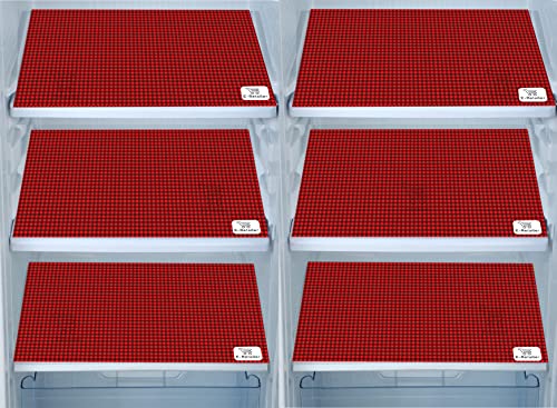 Image of PVC Waterproof 3-Layered Fridge Top Cover /Refrigerator Cover With Utility Pockets and Set of 6 Pc Fridge Mats (Color-Check Red, Size-39x21 Inch)