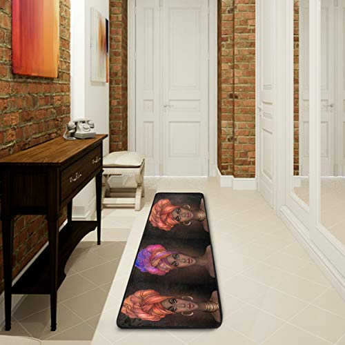 African American Woman Runner Rug Floor Mat Non-Skid Kitchen Rug Soft Area Rug For Bathroom Entryway Hallway Dining Living Room #TOP2