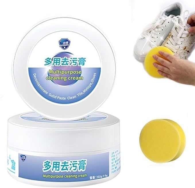 Multi-functional Cleaning and Stain Removal Cream Multipurpose Cleaning Cream White Shoe Cleaning Cream Shoe Cream with Sponge Shoes Decontaminate