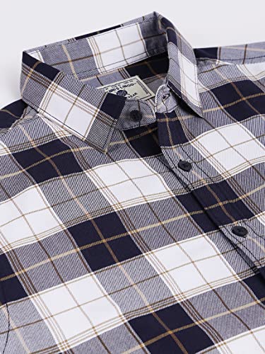Image of Dennis Lingo Men's Checkered Slim Fit Casual Shirt with Full Sleeves & Spread Collar