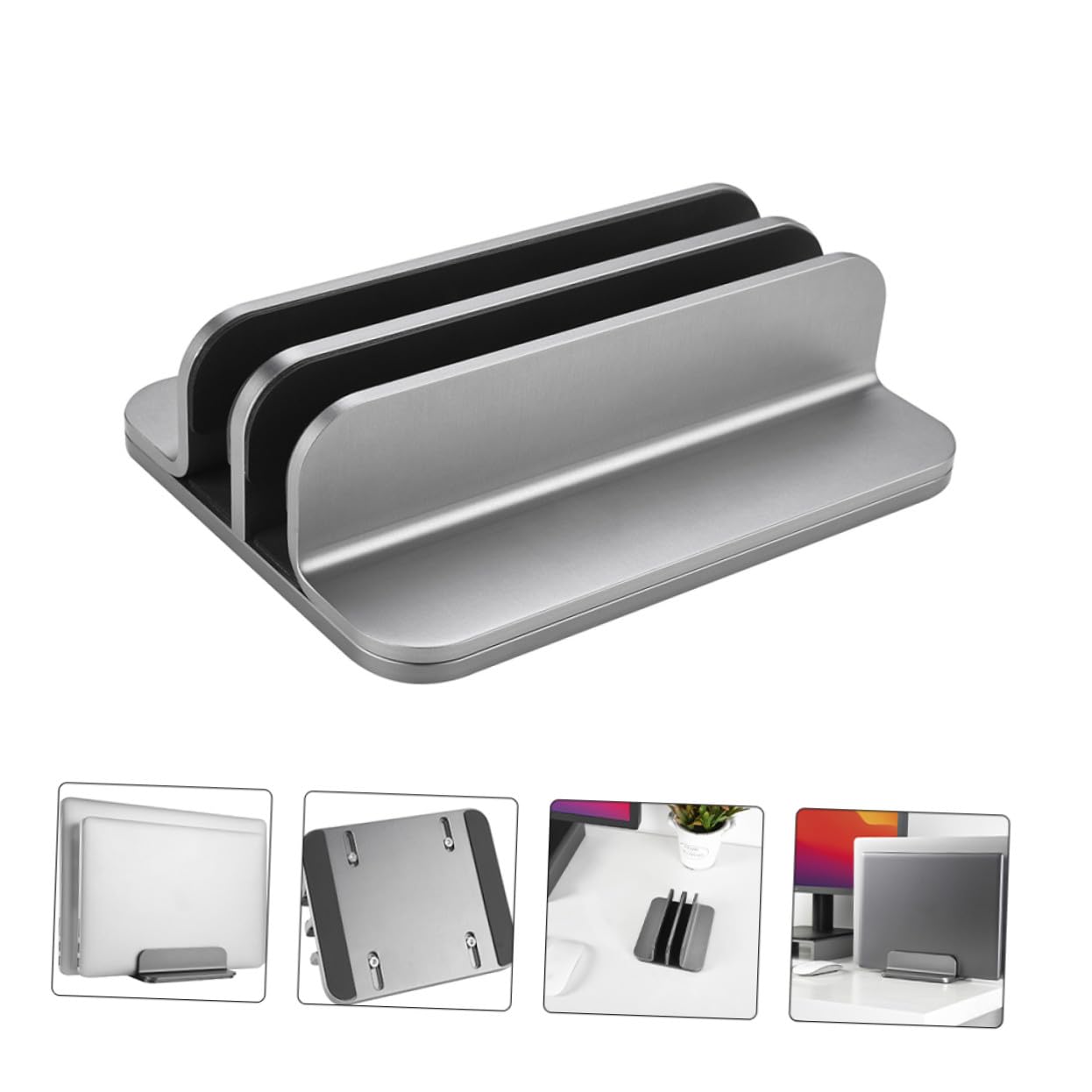 UKCOCO Soporte Portátil Vertical Doble de Aluminio y Resistente para Laptop y Tablet Base Ergonómica y Práctica para Ordenador Diseño Compacto y Duradero