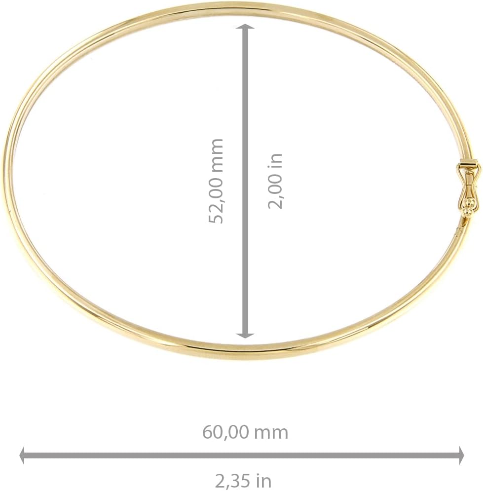 Lucchetta - Small Gold Bangle 7" Bracelet 14kt Real Yellow Gold - Womens 14k Bangles, Authentic Italian Jewelry from Italy