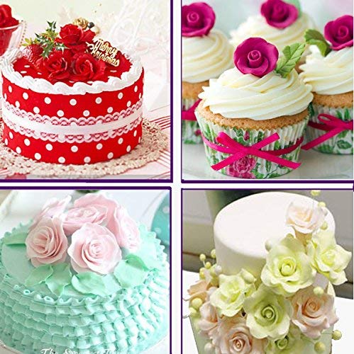 Image of Syga 3pcs Cake Decoration Mold, DIY One-Piece Molded Fondant Roses Printing Mould Tool Set, Food Grade Cutter Modeling Tools for Christmas Party Wedding Cake in Mould Dessert Decorators, White