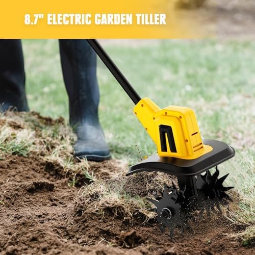 Rotavatore del tiro da giardino a cordone, potente coltivatore del suolo per una batteria massima da 20 V, larghezza di lavoro di 22 cm, profondità di lettere 16 cm, timone da solo per giardino