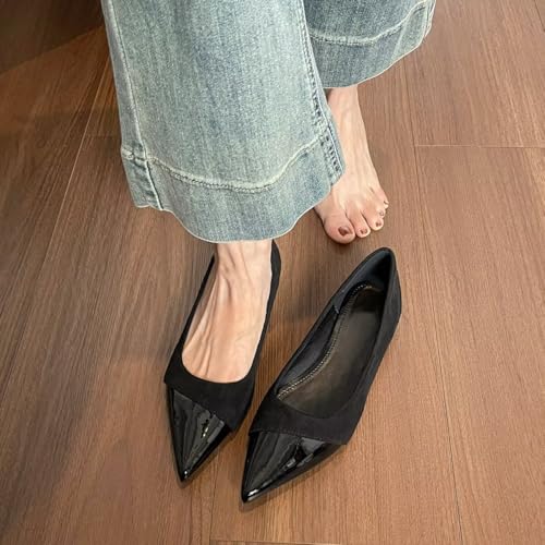 ChaiRong Zhou Women Pointed Toe Suede Slip on Casual Dress Office Driving Shoes2