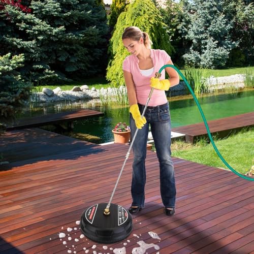 Surface Cleaner for Pressure Washer, Driveway Power Washer Attachment with 2 Extension Wands and 2 Replacement Nozzles, 4000 PSI, Black (15 inch) - Image 8