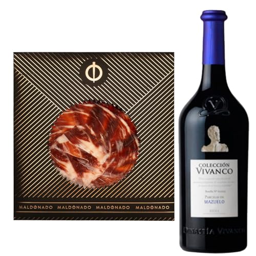Pack Vino Rioja - Jamón de Bellota 100% Ibérico Maldonado Cortado a Mano 100g + Vino Tinto Colección Vivanco Parcelas de Mazuelo 75cl