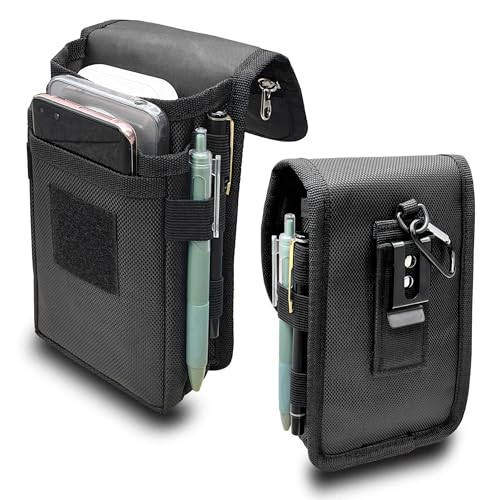 Dual Phone Holster for Two Phones, Tactical Cell Phone Belt Clip Pouch Holder for Men, Maezar Multi Tool Phone Case, Waist Pocket for Working, Outdoor Living or Hiking-Black