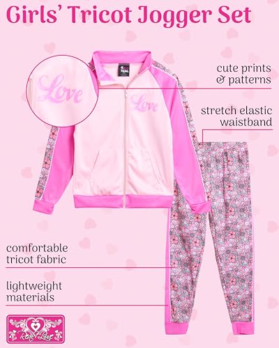 Real Love Girls' Jogger Set - 2 Piece Tricot Zip Sweatshirt and Sweatpants2