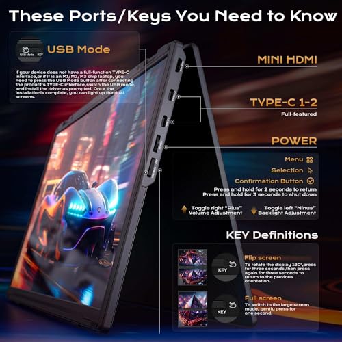 Image of TUTT 15.6 inch Portable Monitor Dual Screen Extender, Plug and Play, VESA Mount, M4