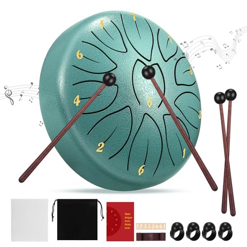 Steel Tongue Drum 6 Inch 11 Tone D Key - Green