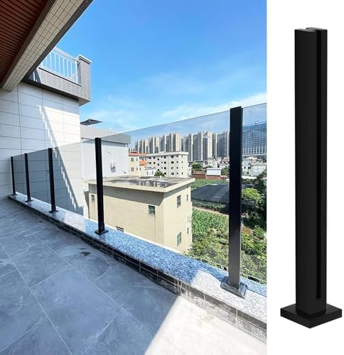 Stainless Steel Railing Post - Topless Deck System with Spigots, Square Balustrade for Steps, Balcony, Stairway, Patio - 115cm Ele Mid Post Design for Enhanced Safety and Style