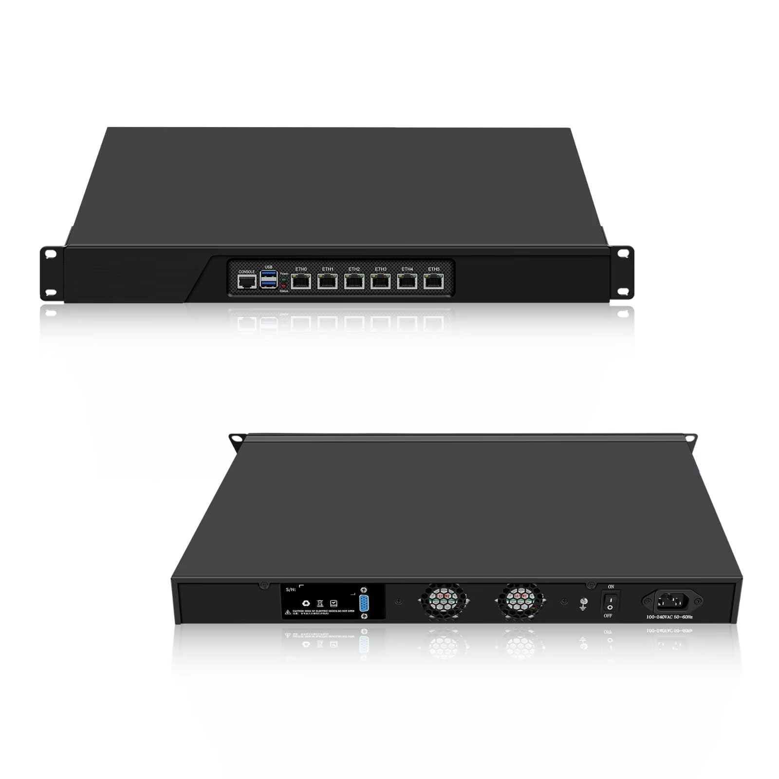 SJRC 19 Inch Firewall Hardware Celeron N5105, 6 Port i225V 2.5GbE LAN Router PC Support OPNsense, 1U Rackmount Network Appliance with VGA, Console, Barebone (NO RAM/SSD/System)