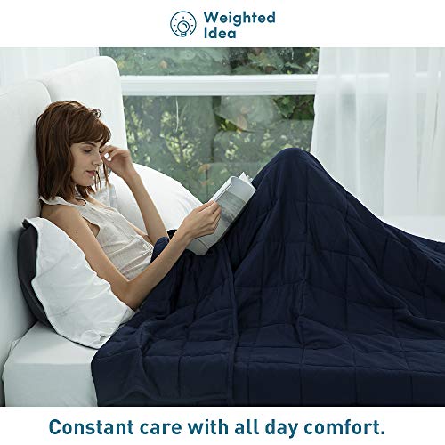 Weighted Idea Weighted Blanket Adults 17 lbs (60''x80'', Soft Fabric, Navy Blue)