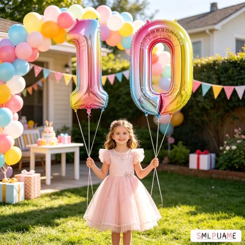 Image of 40 Inch Rainbow Gradient 0 Balloon for 10 /20 /30 /70 Birthday Decor