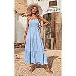 PRETTYGARDEN Women's Summer Maxi Dress 2025 Casual Boho Sleeveless Spaghetti Strap Smocked Tiered Long Beach Sundresses - Image 3