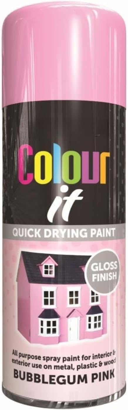 Inspired Essentials All Purpose Aerosol Spray Paint 400ml Quick Drying Spray, Fast Dry and Excellent Coverage for Metal, Wood, Plastic and More (4, Bubblegum Pink)