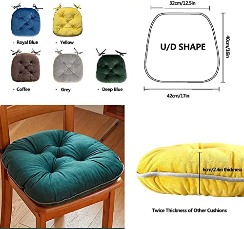 Cojines de asiento de terciopelo 16x16 gris y azul real para sillas 8