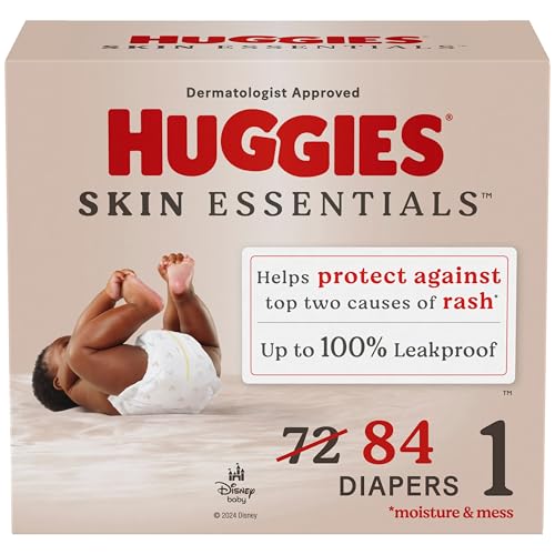 Image of Huggies Size 1 Diapers, Skin Essentials Baby Diapers, Size 1 (8-14 lbs), 84 Count