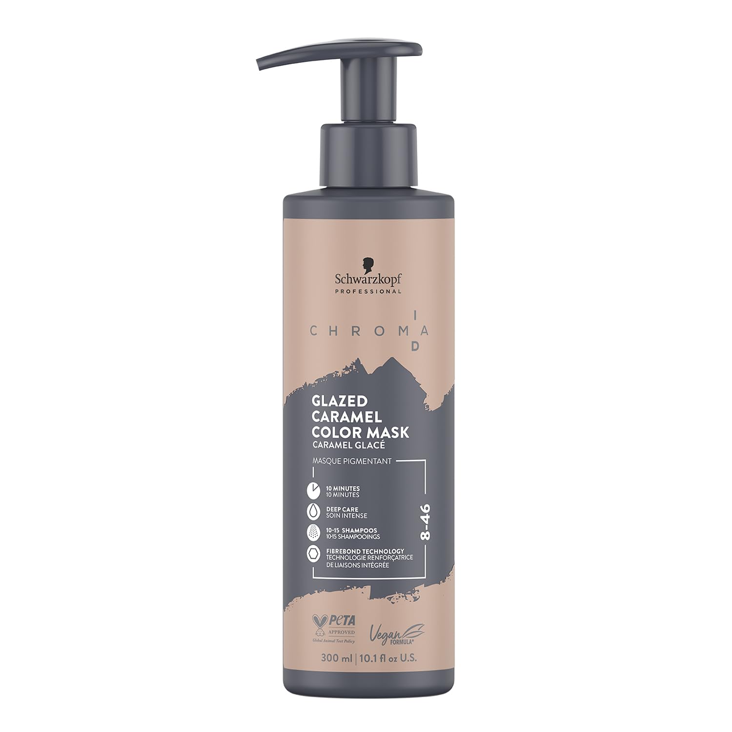 Schwarzkopf Professional CHROMA ID Bonding Color Mask Semi Permanentes Farbsystem Farbmaske Pflegende Tönung Haarmaske Haarkur Intensive Pflege Vegane Formel 8-46 Glazed Caramel 300 ml