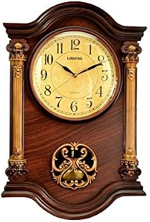 Le'raze 22 x 15 x 3-Inch Grandfather Wall Clock with Swinging Pendulum, Mahogany/Gold